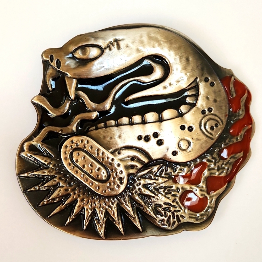 Large Rattle Snake Belt Buckle Biker Goth Core